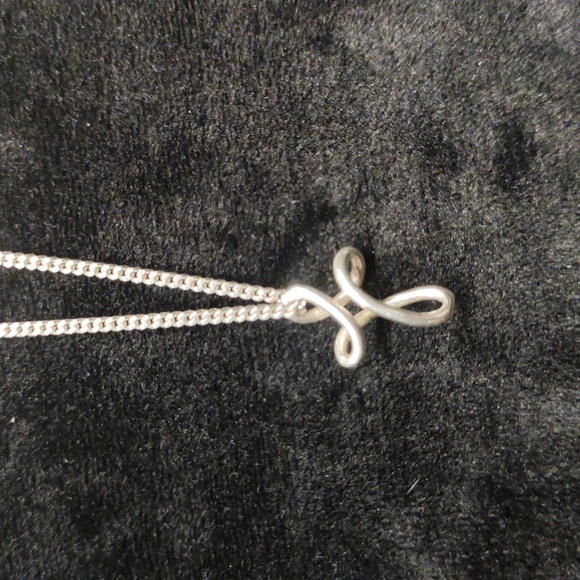 .925 Infinity Loop Cross Necklace .925 Sterling Silver 20" - Picture 8 of 8